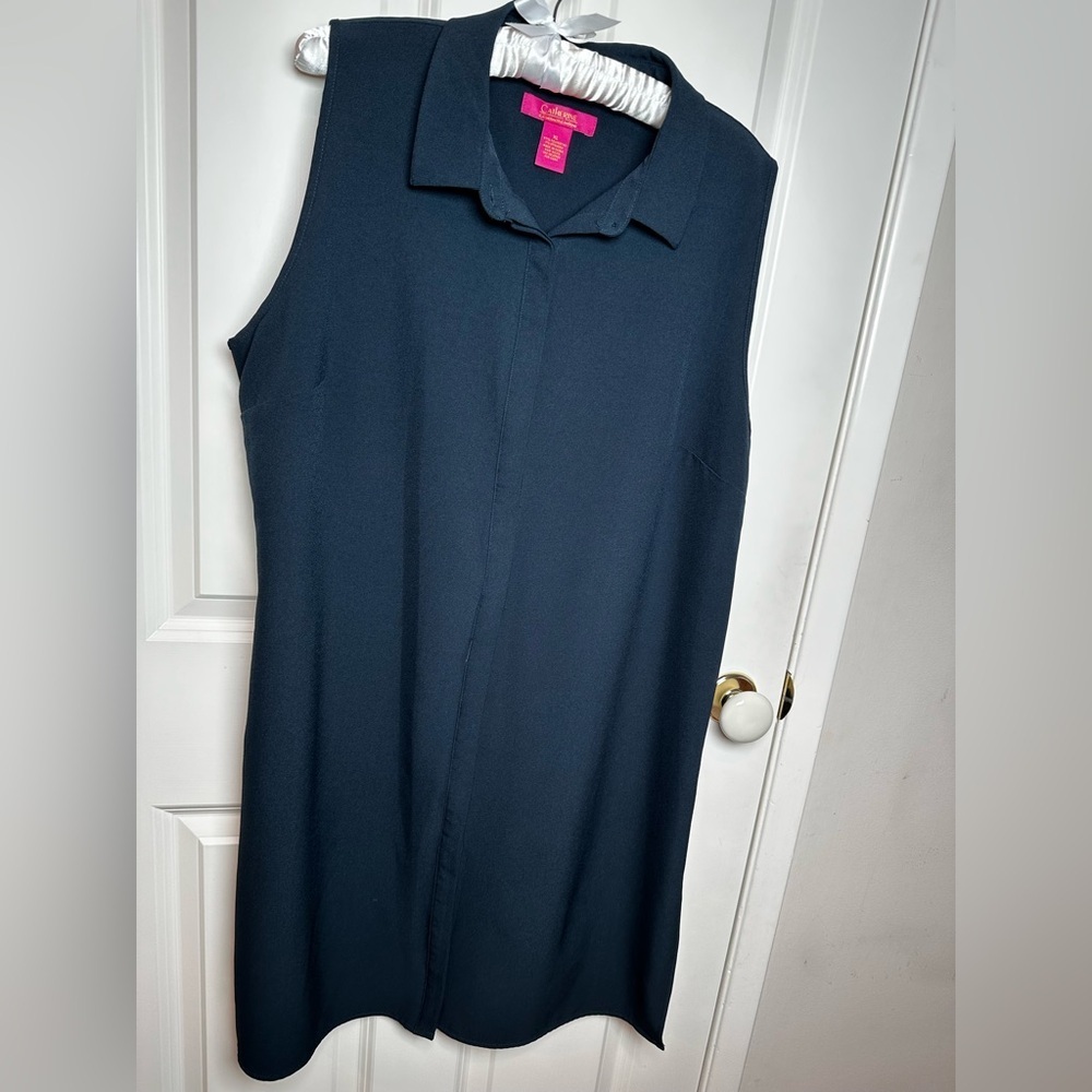Catherines Classic navy sleeve less dress - Picture 4 of 6